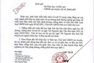 Thông báo nghỉ học phòng chống Covid-19
